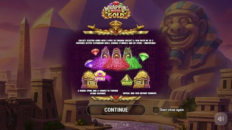 Wrappin' More Gold - ミイラとピラミッドのあるメインメニュー